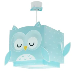 Lámpara colgante infantil Dalber LITTLE OWL, azul, con motivo de búho