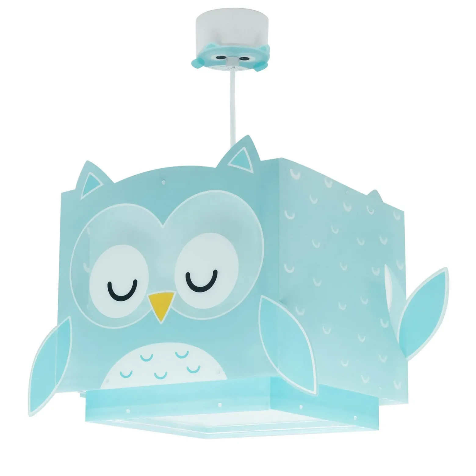 Lámpara colgante infantil Dalber LITTLE OWL, azul, con motivo de búho