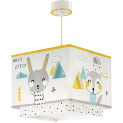 Lámpara colgante infantil Dalber HELLO LITTLE, blanco/amarillo