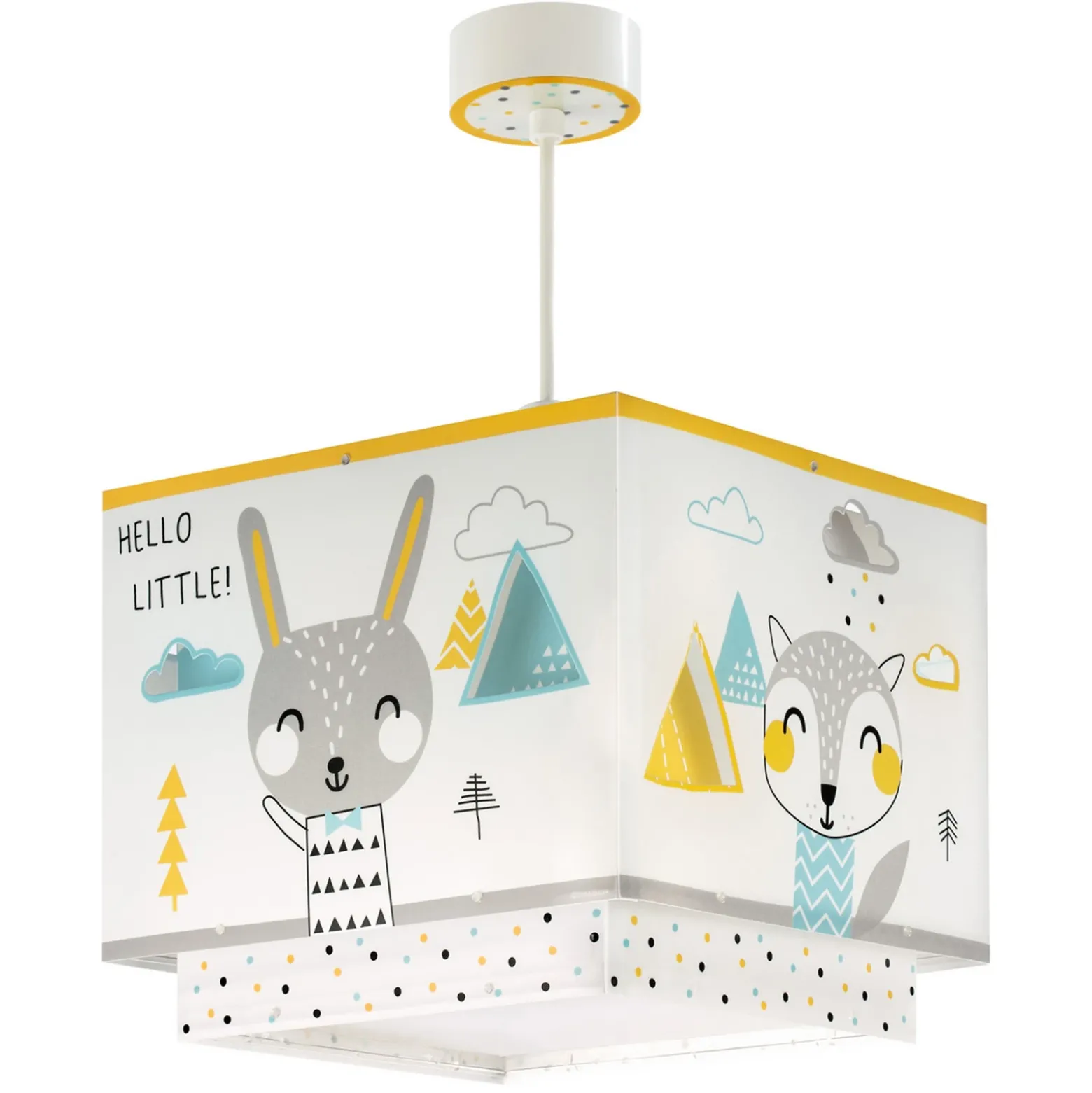 Lámpara colgante infantil Dalber HELLO LITTLE, blanco/amarillo