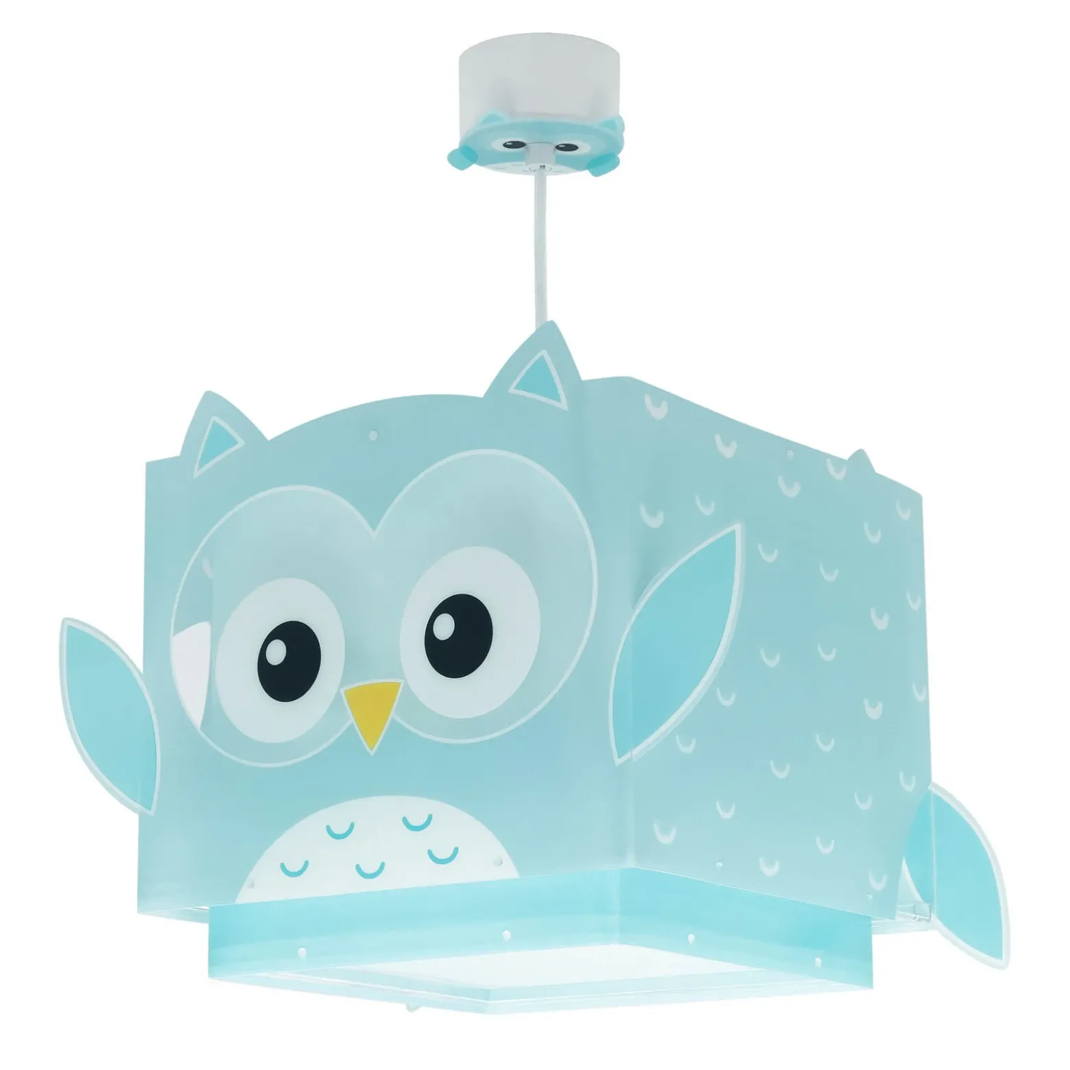 Lámpara colgante infantil Dalber LITTLE OWL, azul, con motivo de búho