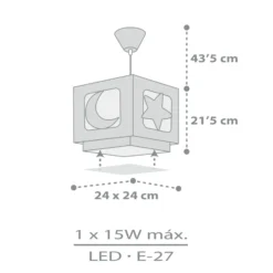 Lámpara colgante infantil MOONLIGHT de Dalber, gris, con 1 luz