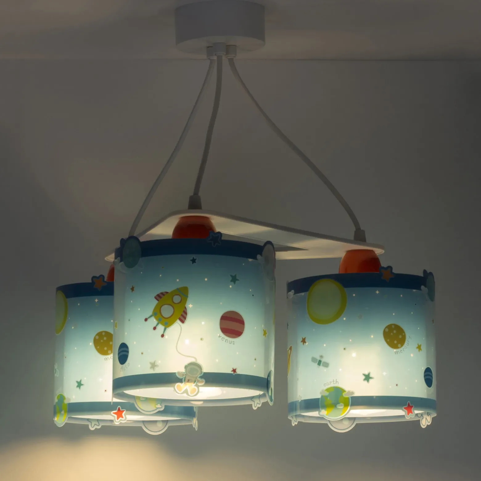 Lámpara colgante infantil Planet, 3 luces