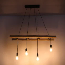 Lámpara colgante Irmgard peldaños de madera