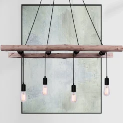 Lámpara colgante Irmgard peldaños de madera