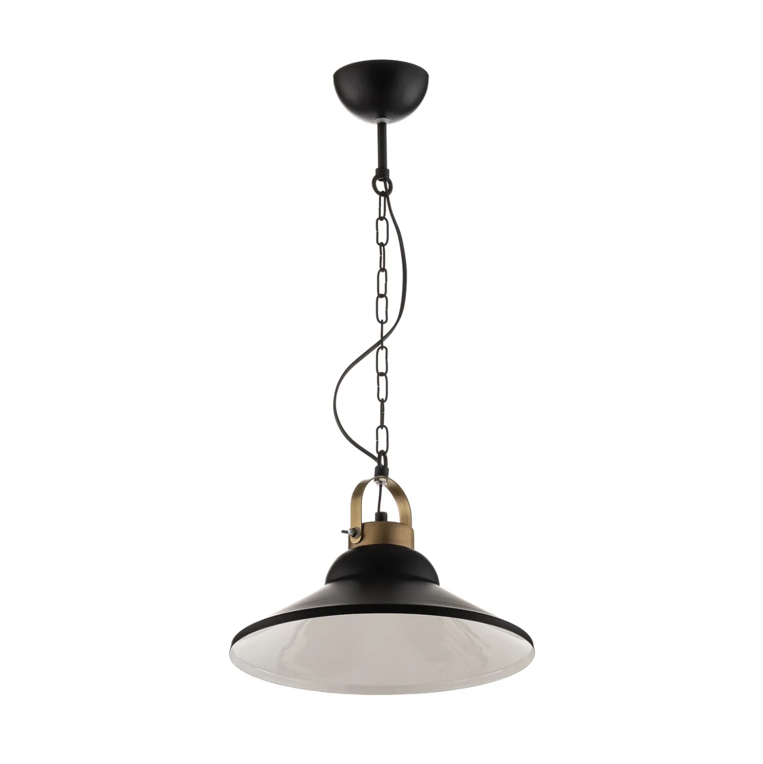 Lámpara colgante Iron, negro/blanco/latón antiguo