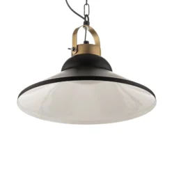 Lámpara colgante Iron, negro/blanco/latón antiguo
