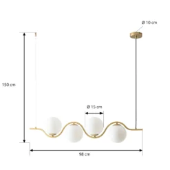 Lámpara colgante Isandro de Lucande, 98 cm, dorado/blanco, 4 luces