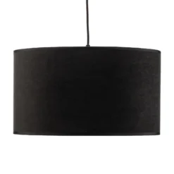 Lámpara colgante Jari con pantalla de tela, 1 luz, negro y dorado