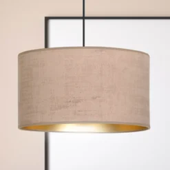 Lámpara colgante Jari con pantalla de tela 1 luz, oro rosa