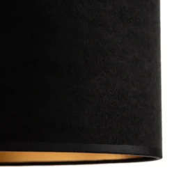 Lámpara colgante Jari con pantalla de tela, 1 luz, negro y dorado