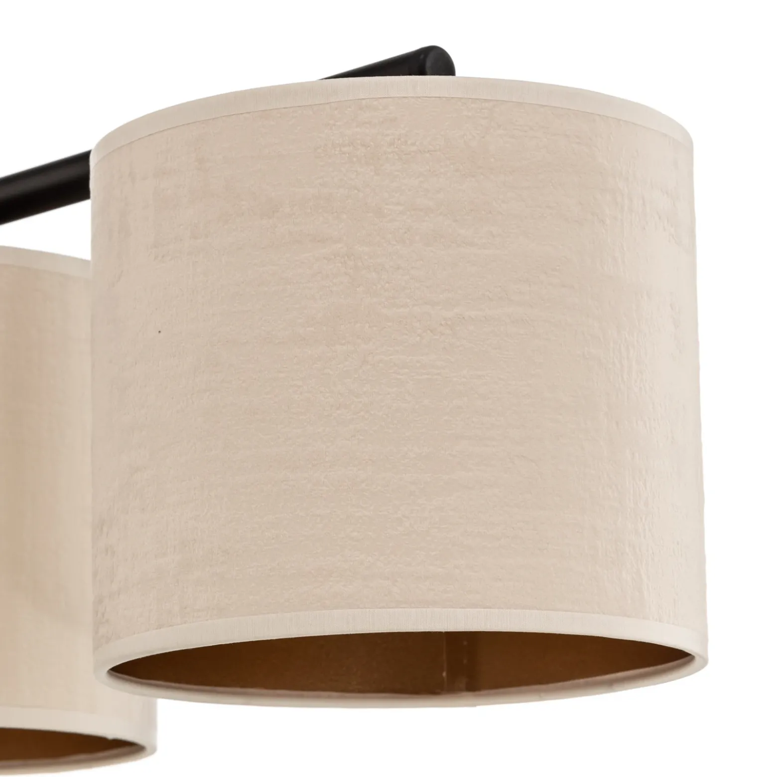 Lámpara colgante Jari pantalla de tela 4 luces larga, blanco-dorado
