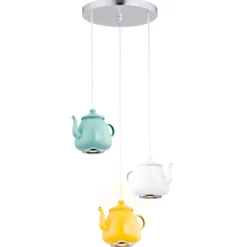 Lámpara colgante Jasse cafetera 3 luces multicolor