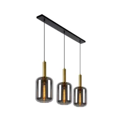 Lámpara colgante Joanet con vidrio humo, 3 luces