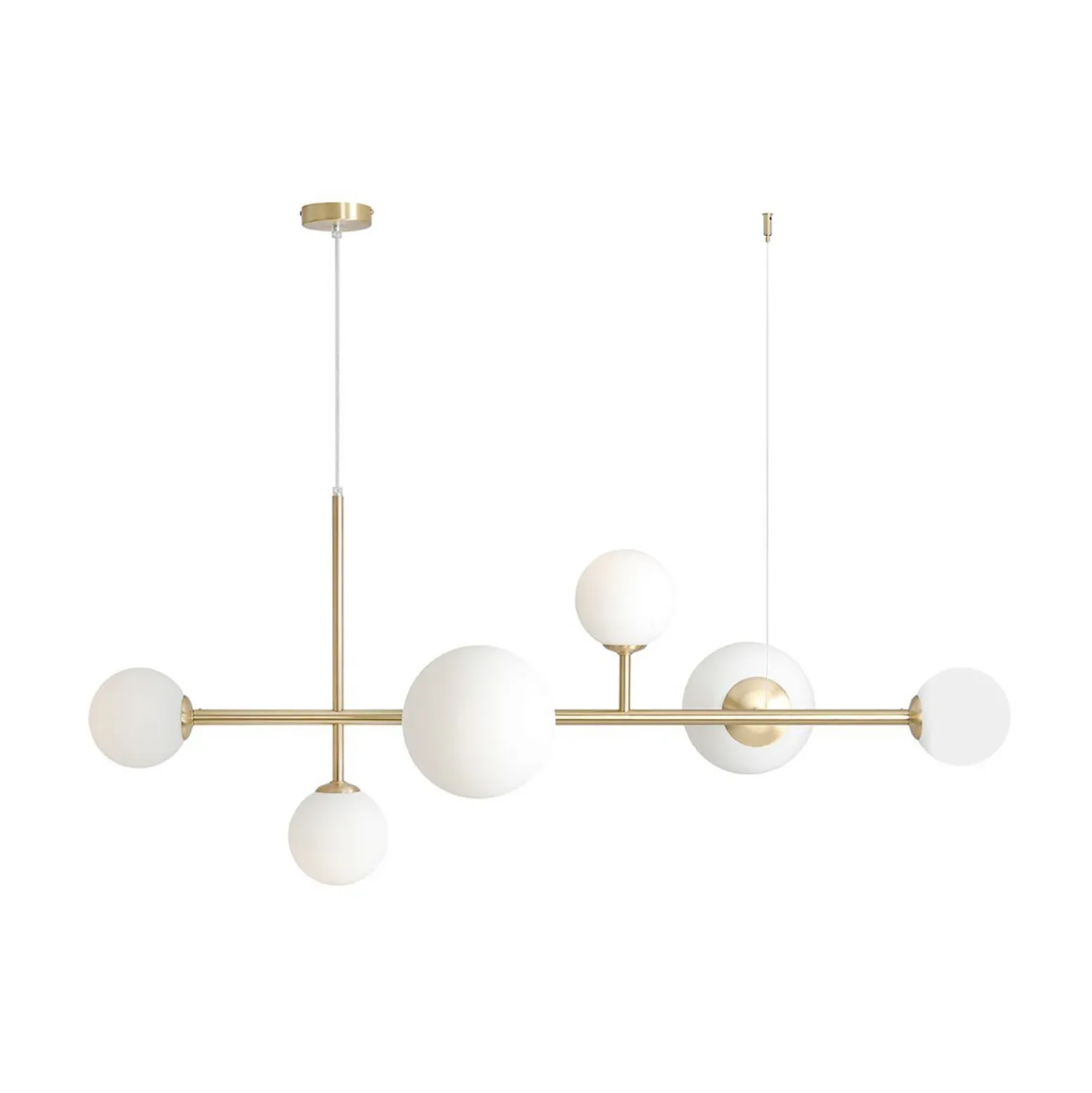Lámpara colgante Joel, latón/blanco, 6 luces