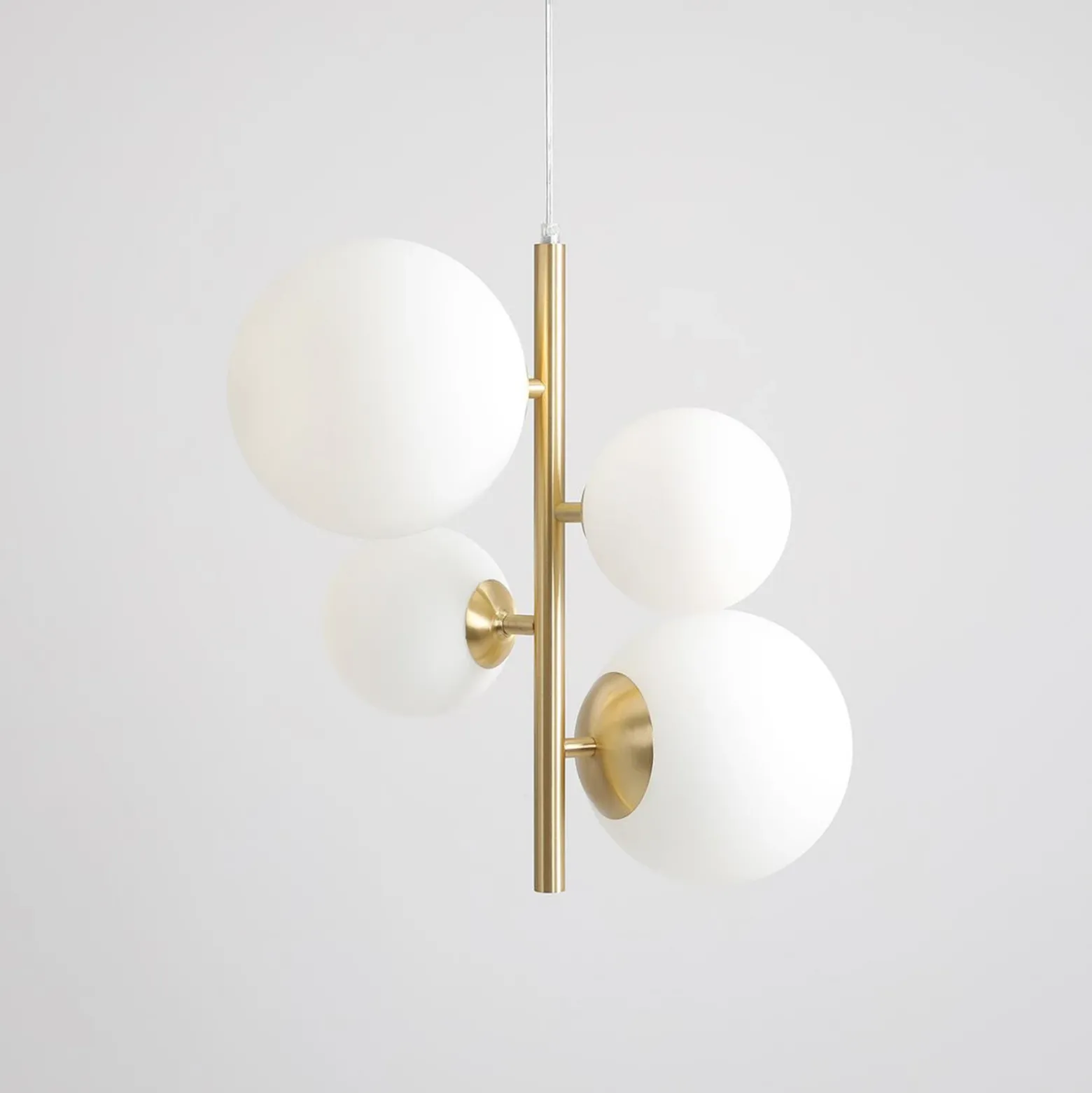 Lámpara colgante Joel, latón/blanco, de 4 luces