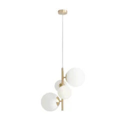 Lámpara colgante Joel, latón/blanco, de 4 luces