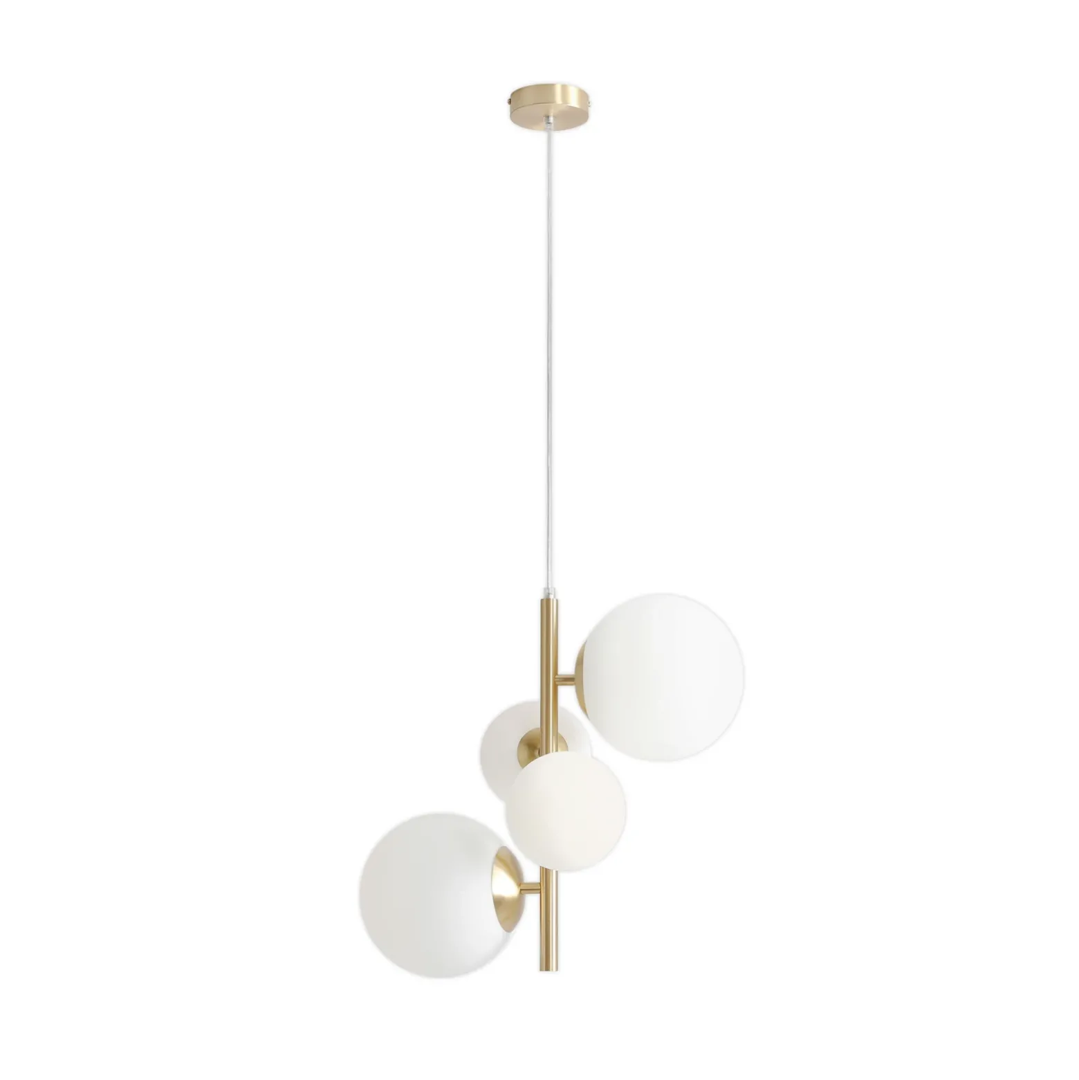 Lámpara colgante Joel, latón/blanco, de 4 luces