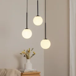 Lámpara colgante Joel, rotonda negra/blanca, 3 luces