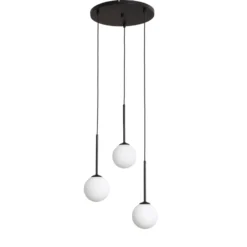 Lámpara colgante Joel, rotonda negra/blanca, 3 luces
