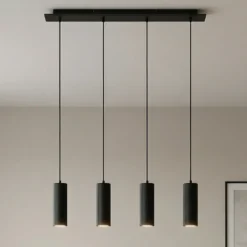 Lámpara colgante Joffrey de Lindby, 76 cm, negra, 4 luces, GU10