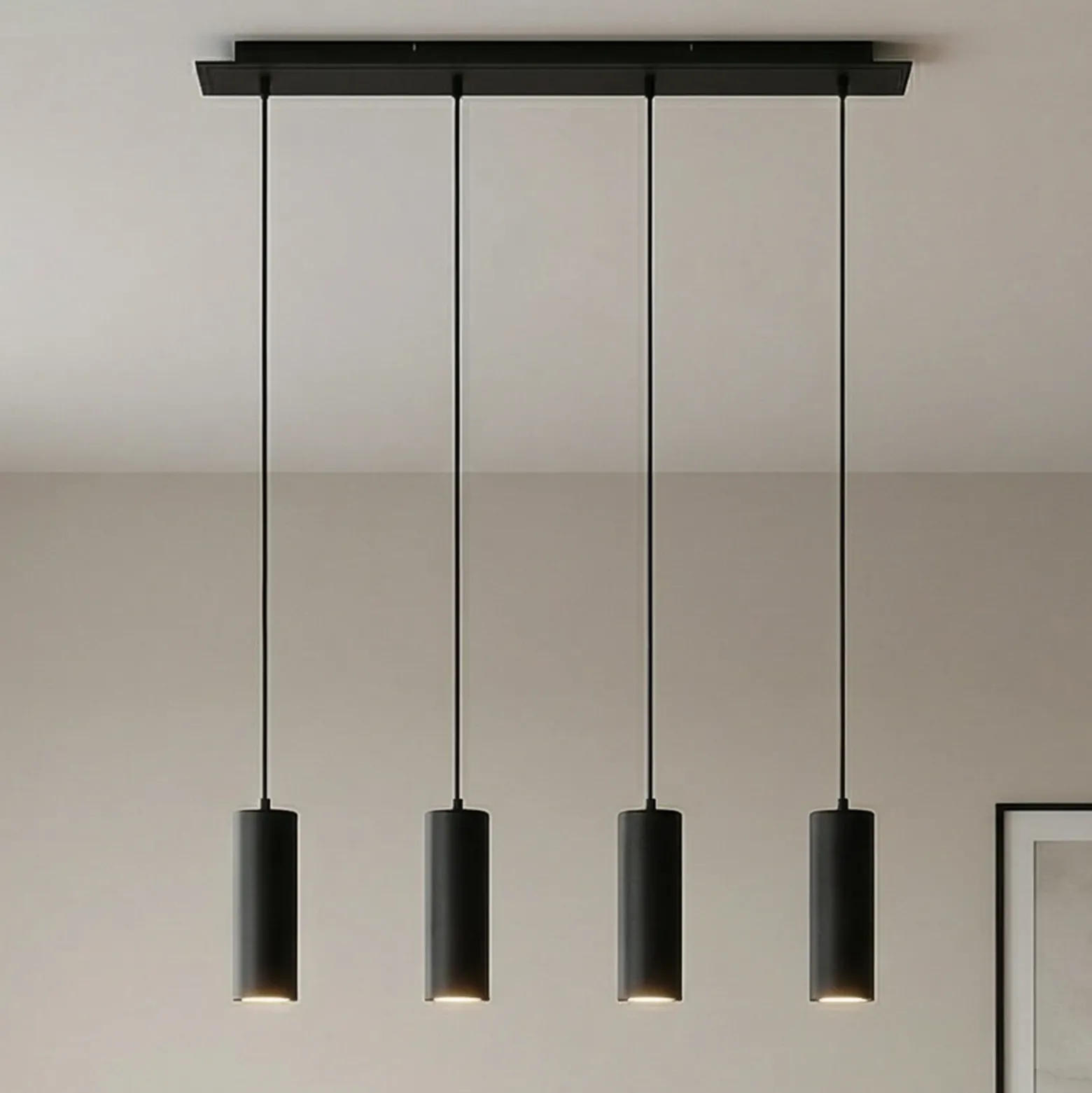 Lámpara colgante Joffrey de Lindby, 76 cm, negra, 4 luces, GU10