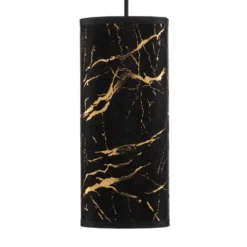 Lámpara colgante Joni, textil, 1 luz negro marmolado