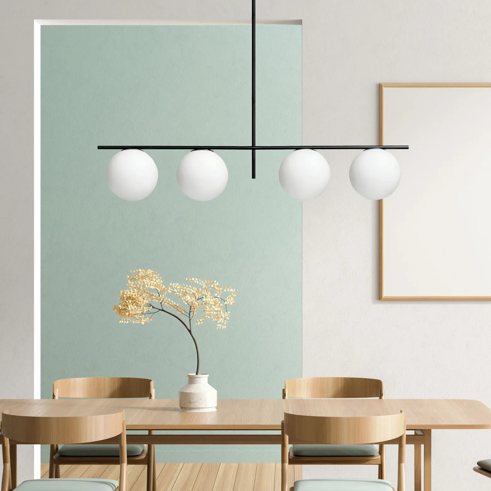 Lámpara colgante Jugen, negro, 4 luces