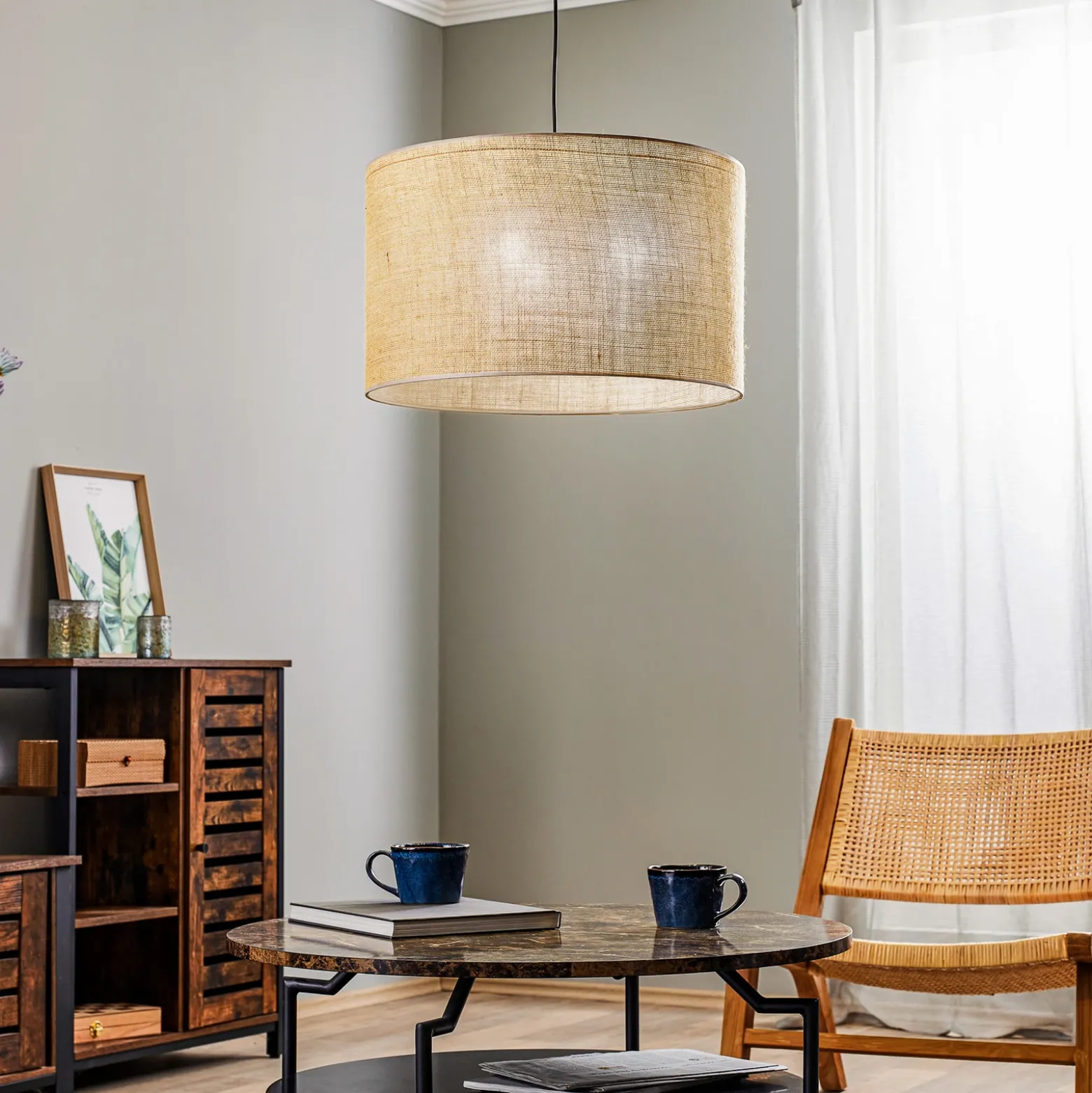 Lámpara colgante Juta, 1 luz Ø 50 cm