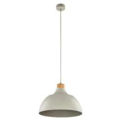 Lámpara colgante Kaitt, beige, Ø 34 cm, detalle de madera