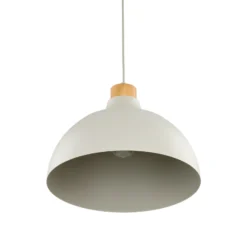 Lámpara colgante Kaitt, beige, Ø 34 cm, detalle de madera