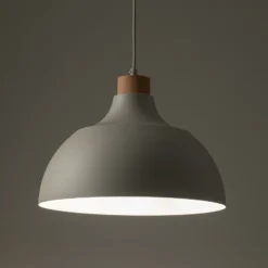 Lámpara colgante Kaitt, beige, Ø 34 cm, detalle de madera
