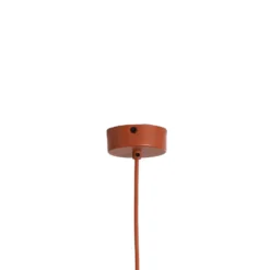 Lámpara colgante Kaitt, rojo teja, Ø 34 cm, detalle en madera