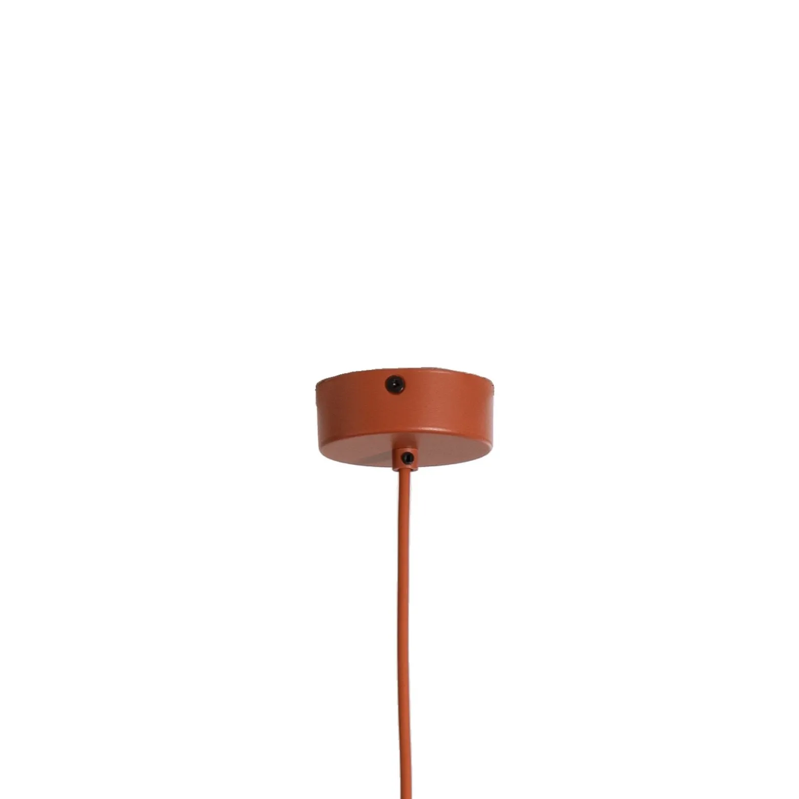 Lámpara colgante Kaitt, rojo teja, Ø 34 cm, detalle en madera