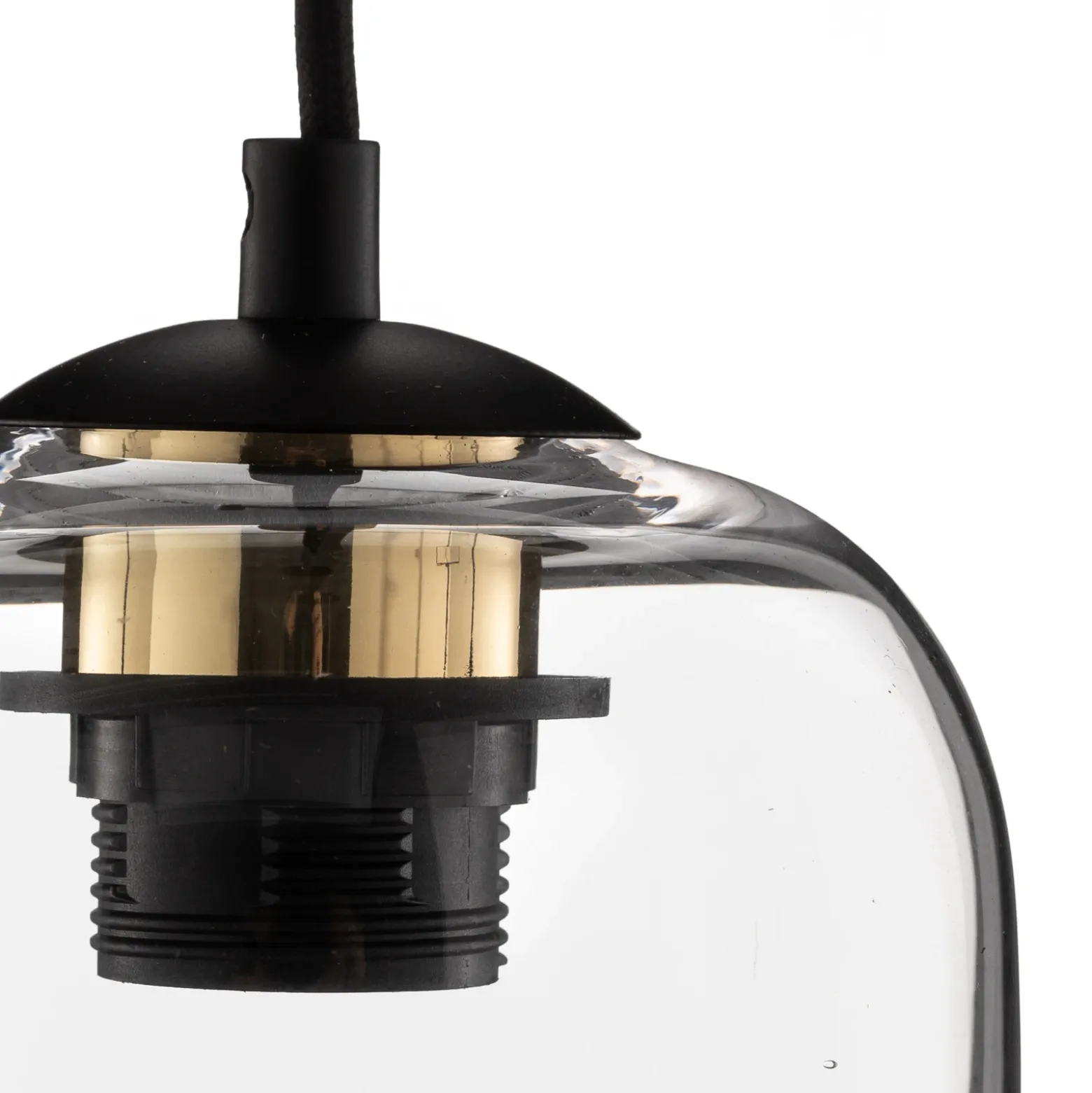 Lámpara colgante Kaja con pantalla de cristal larga, transparente