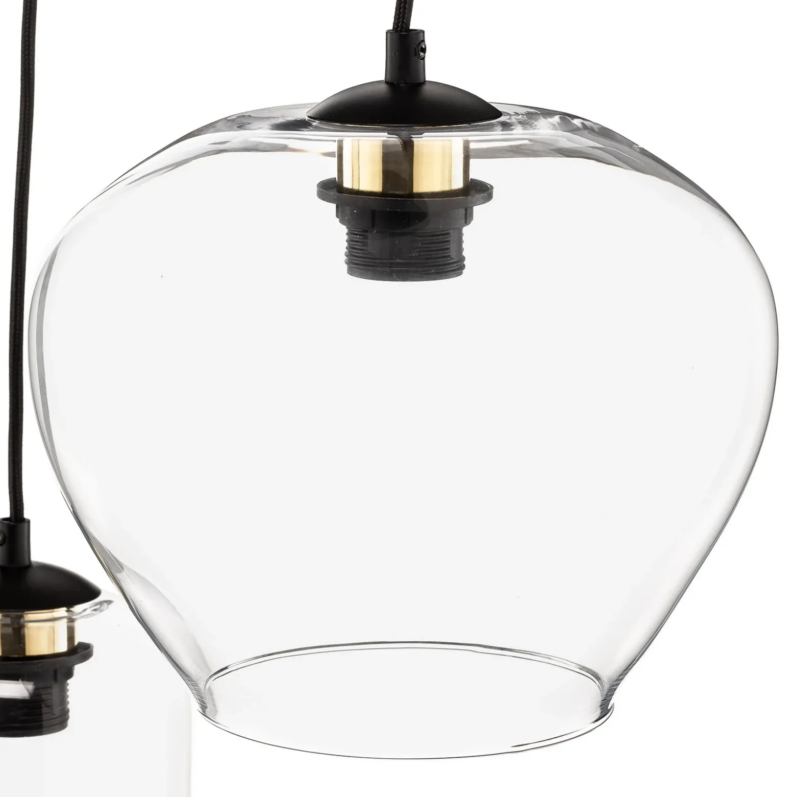 Lámpara colgante Kaja de 3 luces, pantallas de cristal transparente