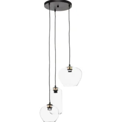 Lámpara colgante Kaja de 3 luces, pantallas de cristal transparente