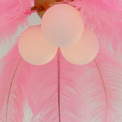 Lámpara colgante KARE Feather Palm, rosa, plumas, Ø 87 cm, G9