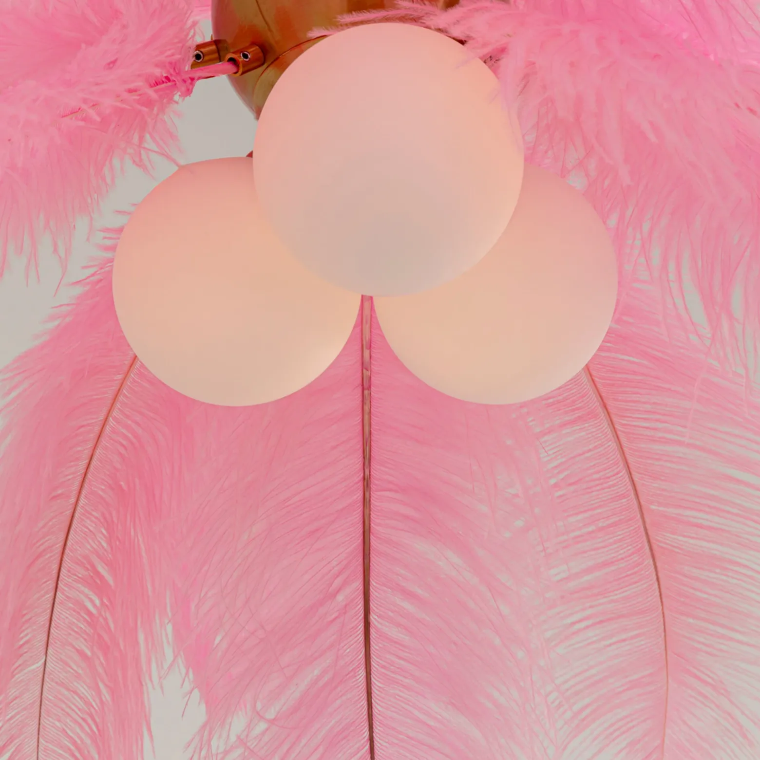 Lámpara colgante KARE Feather Palm, rosa, plumas, Ø 87 cm, G9