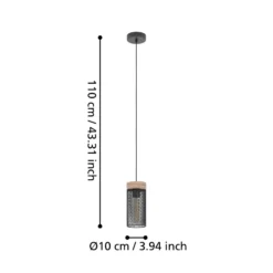 Lámpara colgante Kilnsdale, Ø 11 cm, negro/marrón, acero