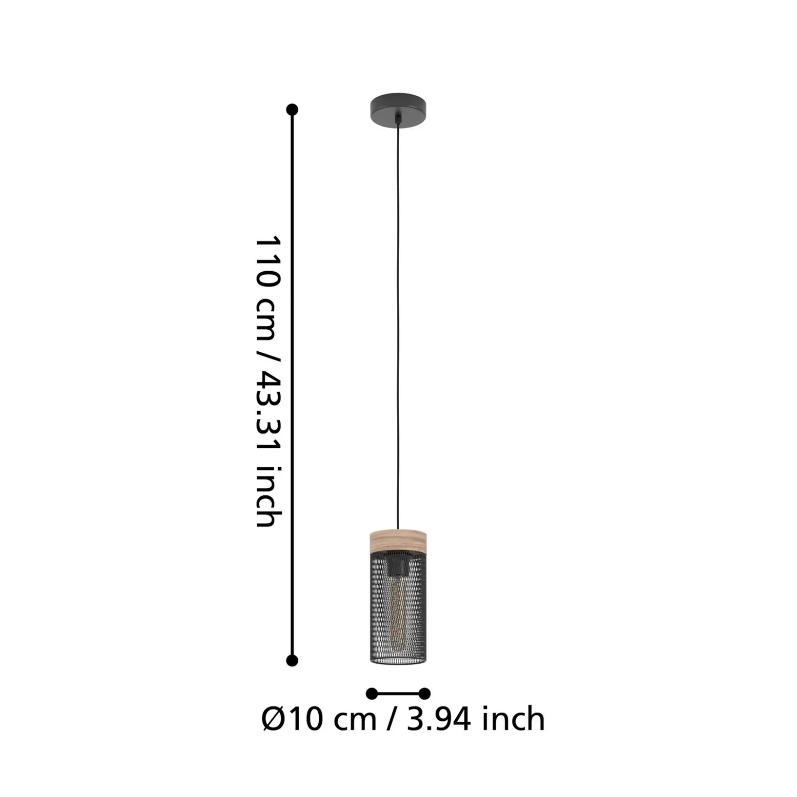 Lámpara colgante Kilnsdale, Ø 11 cm, negro/marrón, acero