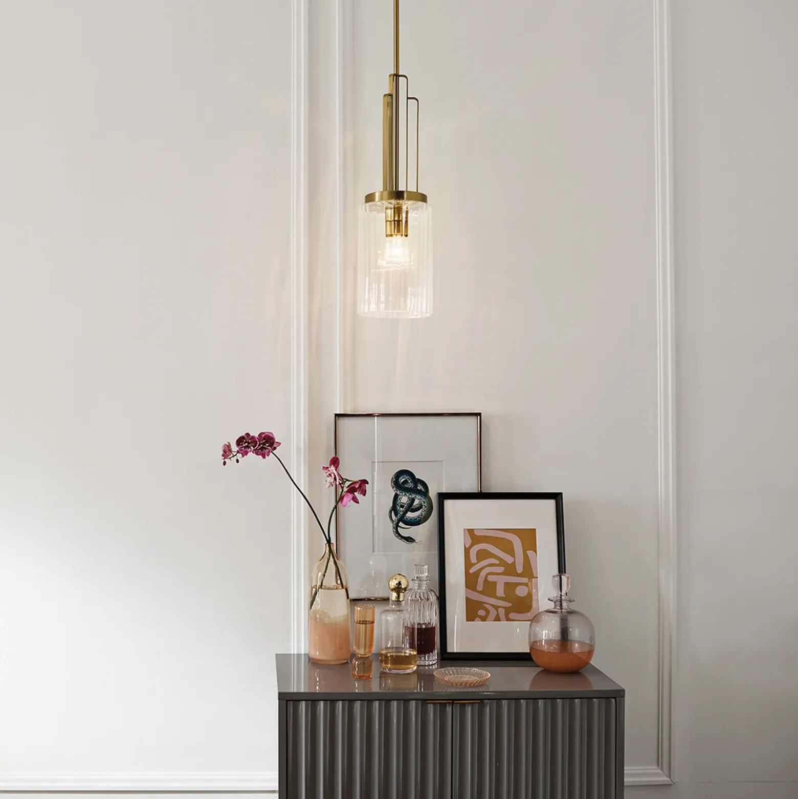 Lámpara colgante Kimrose, 1 luz, latón