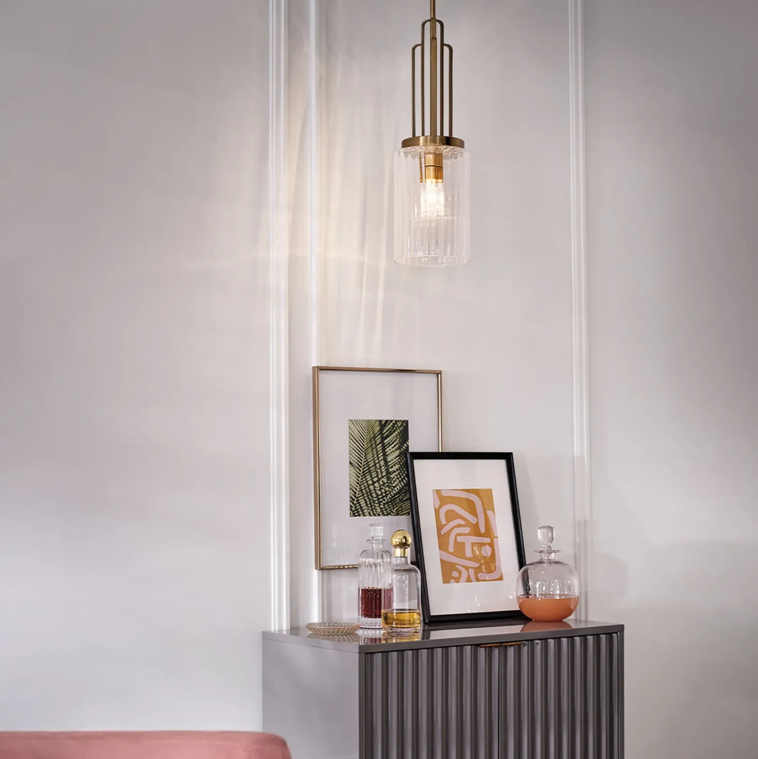 Lámpara colgante Kimrose, 1 luz, latón