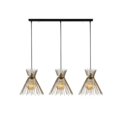 Lámpara colgante Kirpi 3089 3-fg. lineal Ø34cm oro