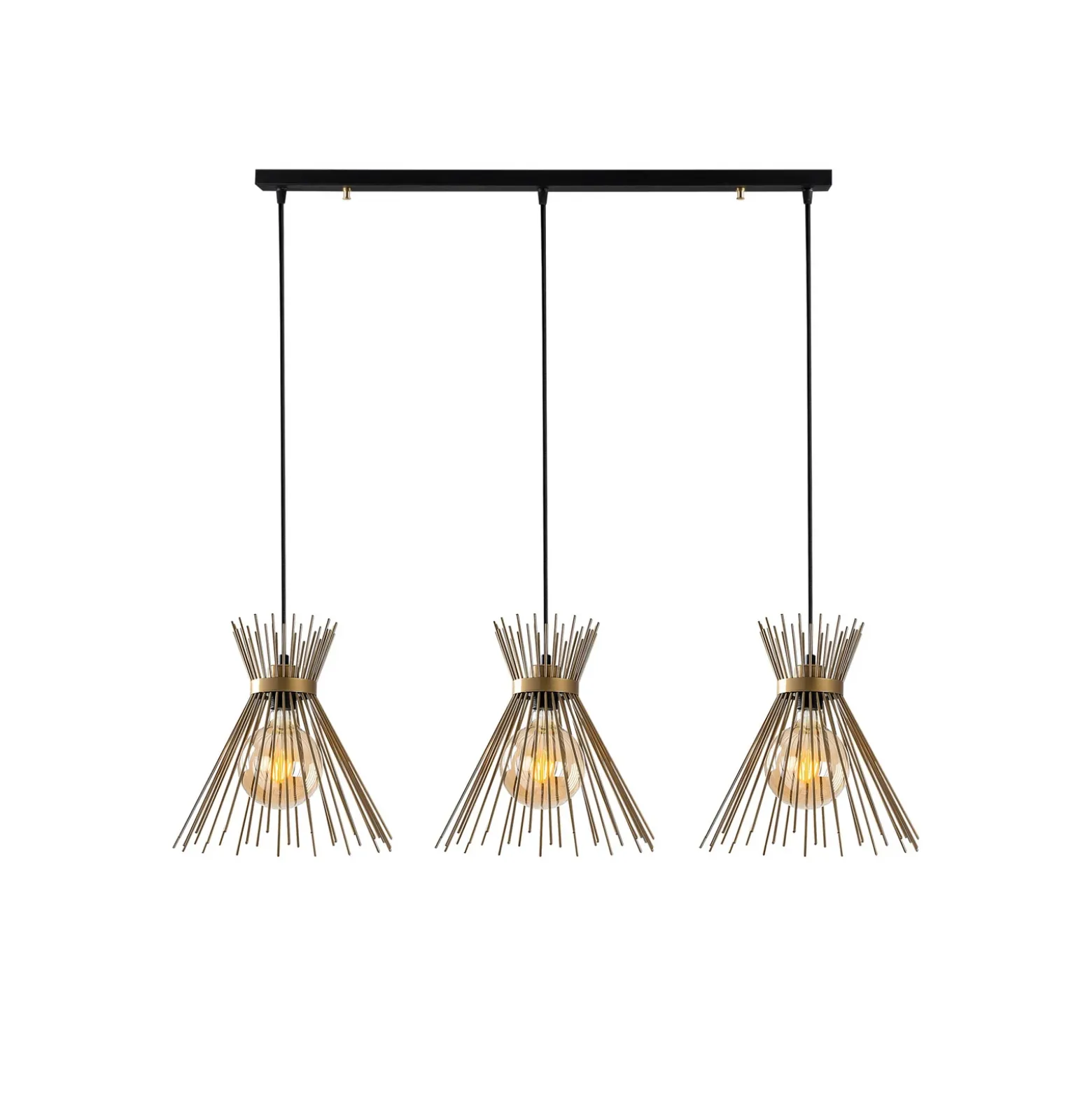 Lámpara colgante Kirpi 3089 3-fg. lineal Ø34cm oro
