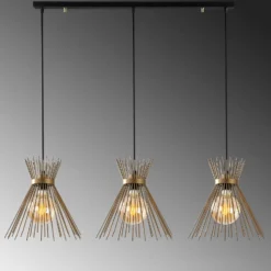 Lámpara colgante Kirpi 3089 3-fg. lineal Ø34cm oro