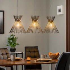 Lámpara colgante Kirpi 3088 3 luces lineal negro