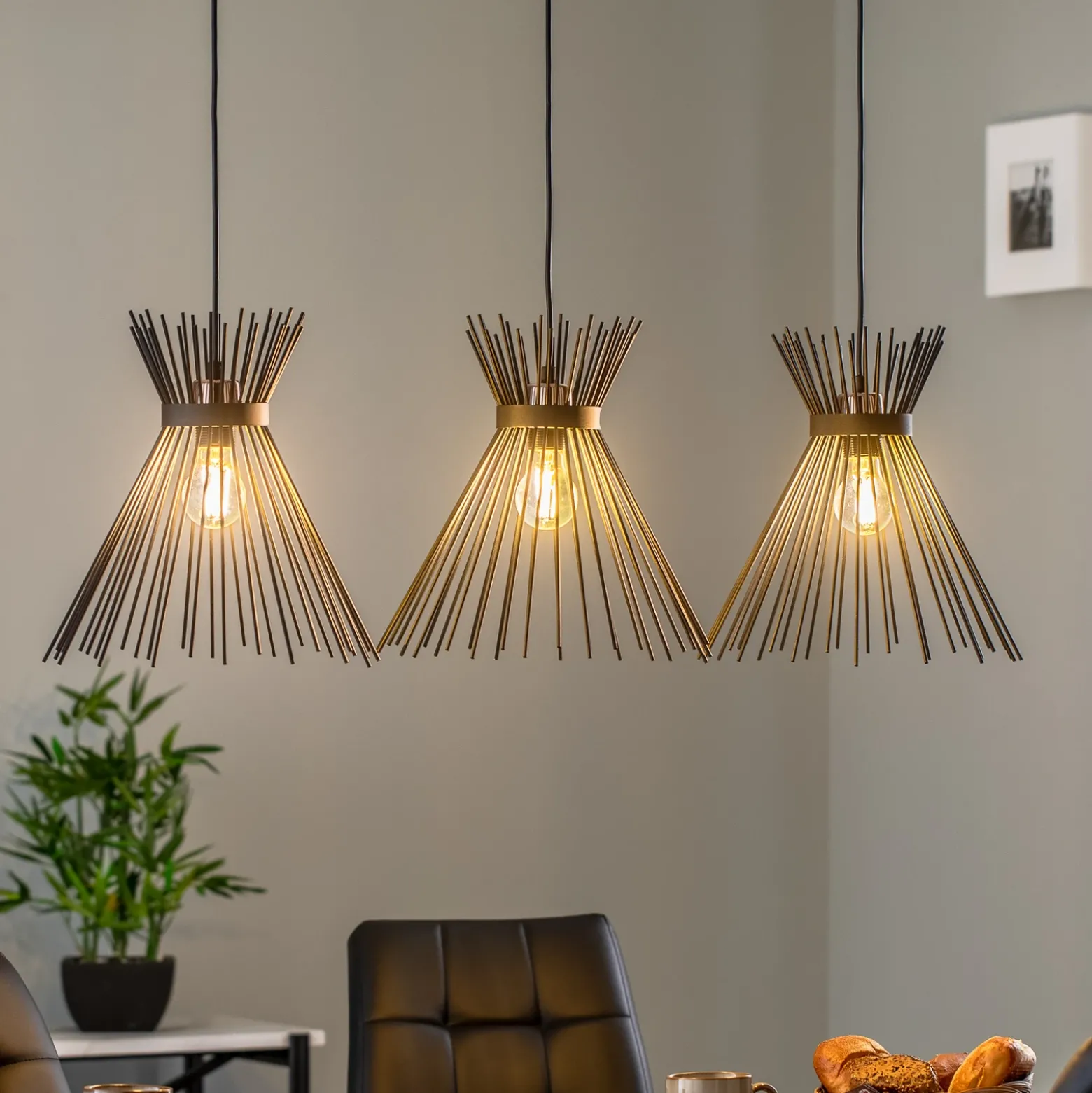 Lámpara colgante Kirpi 3088 3 luces lineal negro