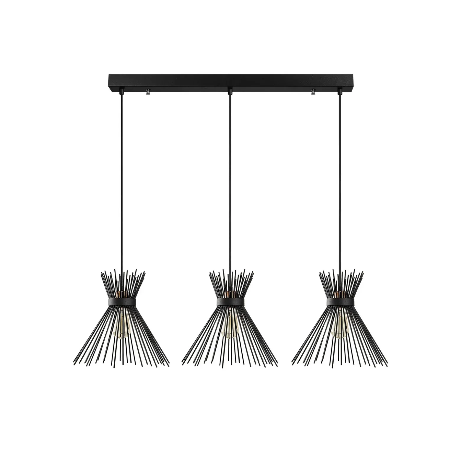 Lámpara colgante Kirpi 3088 3 luces lineal negro