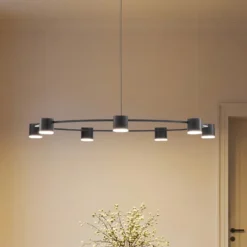 Lámpara colgante Kodo, 7 luces, negro, acero, GX53